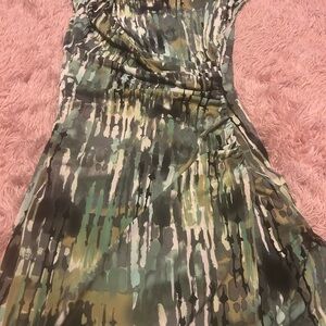 Chic Asymmetrical Green Patterned Dress